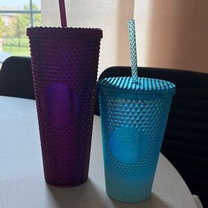 Starbucks Vibrant Purple and Aqua Tumblers